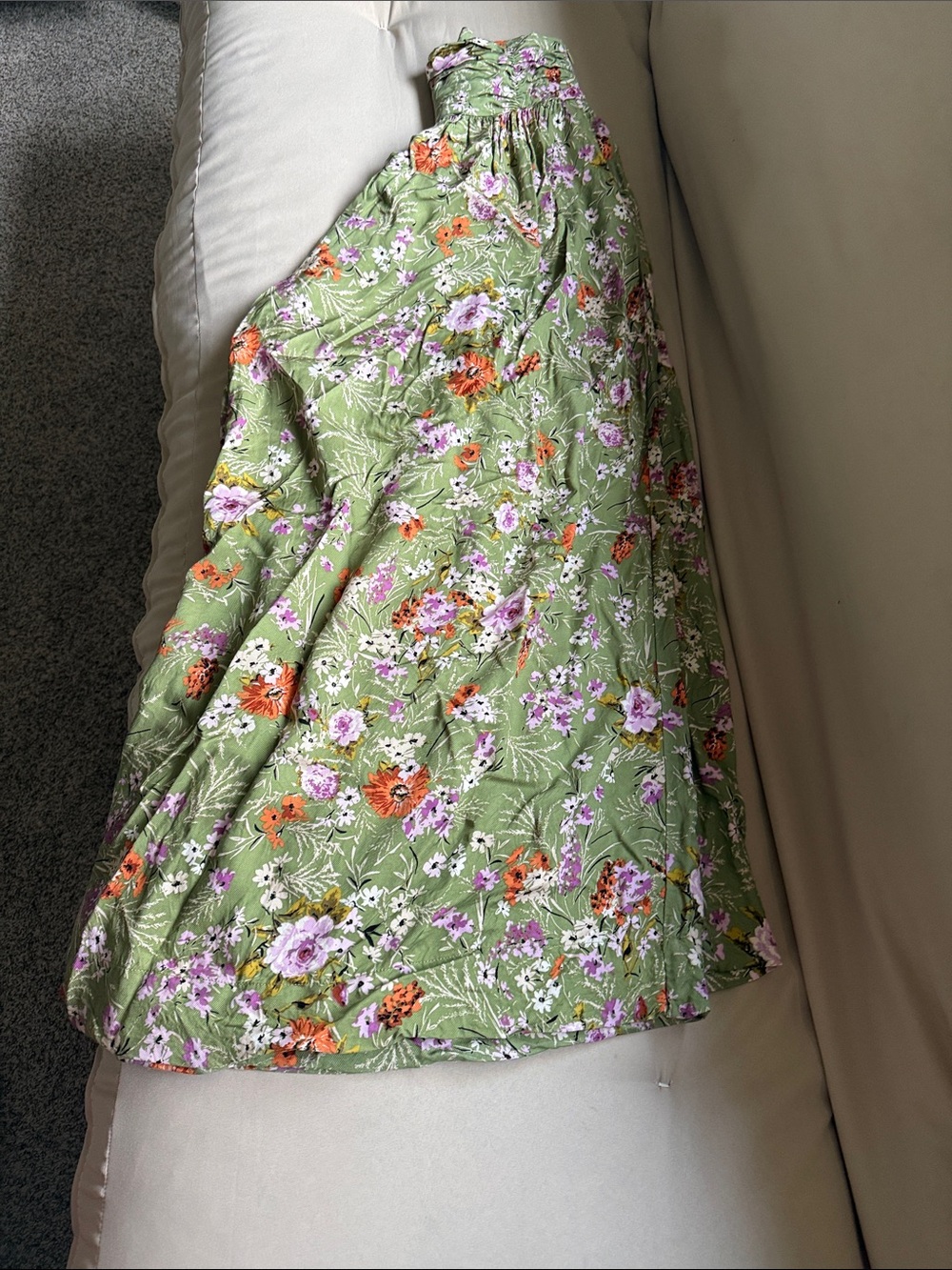 Anthropologie Olive Green Floral Wide-Leg Pants - Picture 8 of 8